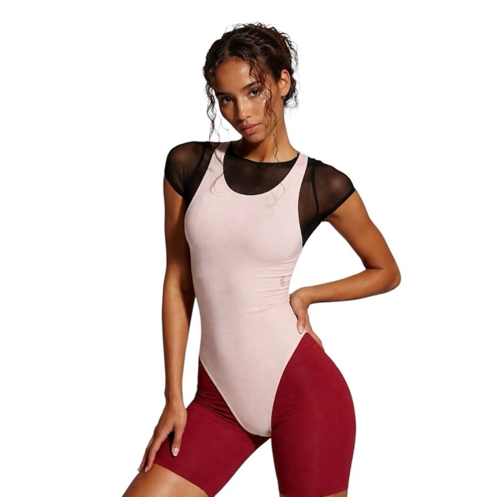 NWT Free People Movement Beat Street Bodysuit in Rose Quartz, Size M/L